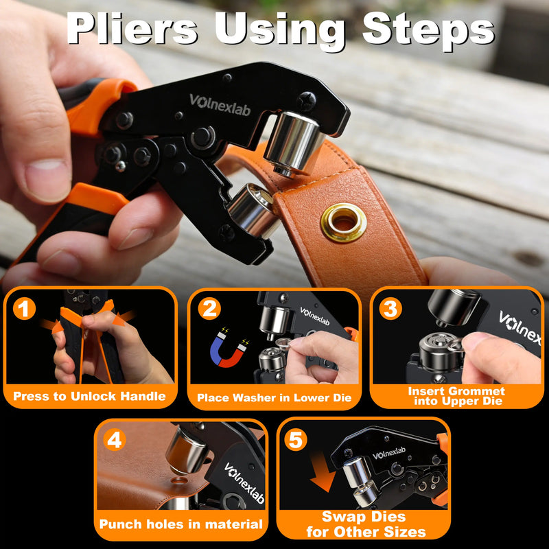 Grommet Tool Kit with 300pcs, 2-Size/3-Size Options